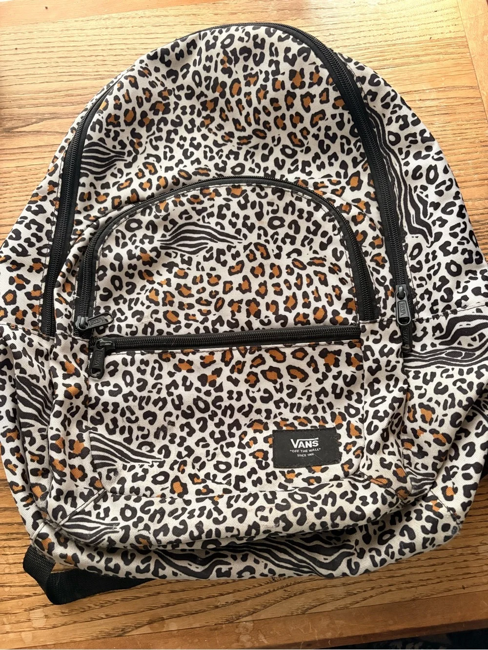Vans Leopard & Zebra Print Backpack - White, Black & Brown